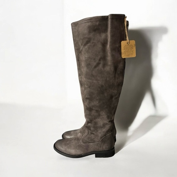 🌻NEW w.tag BORN "Borman" Grey Basalto Distressed Knee High Boots Size 7.5 - Picture 1 of 11